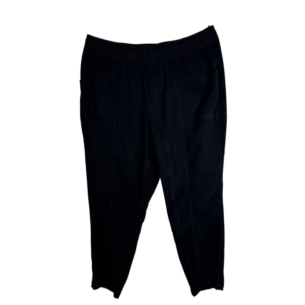 Old Navy Women's Linen-Blend Tapered Pants - Black - Large